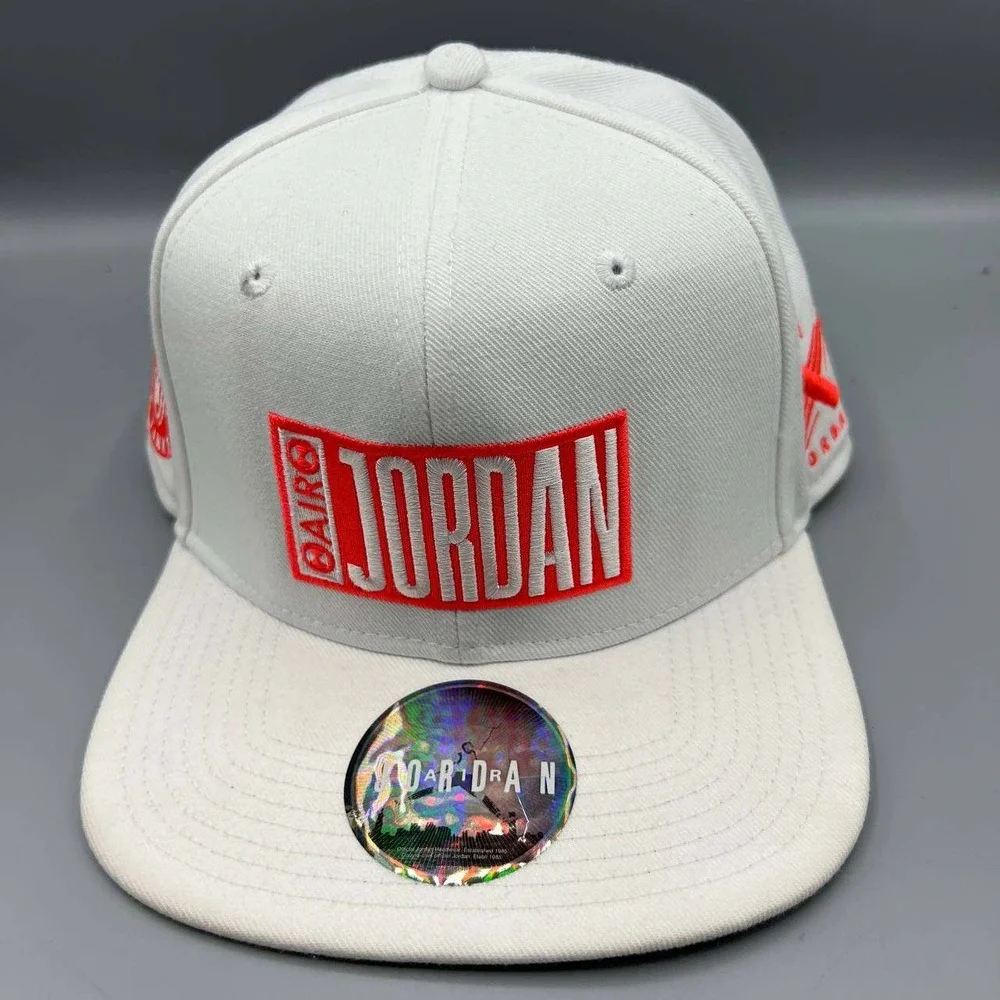 Air Jordan Hat Men White Orange Embroidered Jumpman Snap Back Cap‎